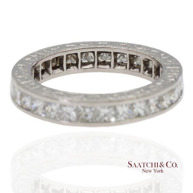 Platinum 950 All Around Natural Diamond Princess Cut Both Side Engraving Band Ring Metal Type: 950 Platinum Total Item...