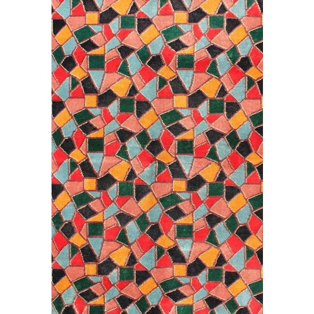 Mid-Century Modern Design Rug Inspired by Stained Glass & Unique Complexion For Sale - Image 4 of 12