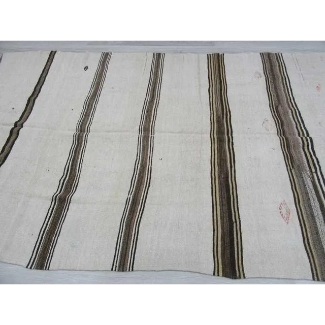 Vintage striped Turkish hemp kilim rug For Sale - Image 4 of 6