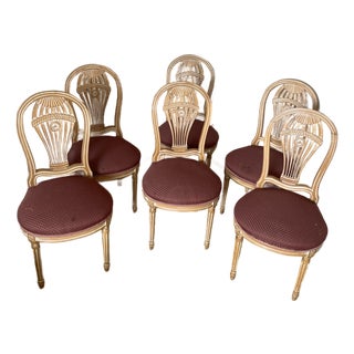 Louis XIV Ballon Back Dining Chairs Set of 6 (1970's) For Sale