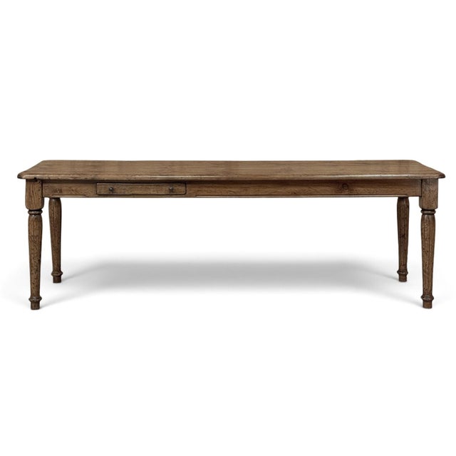 Antique English Rustic Pine Farm Table ~ Dining Table With Drawer For Sale - Image 4 of 18