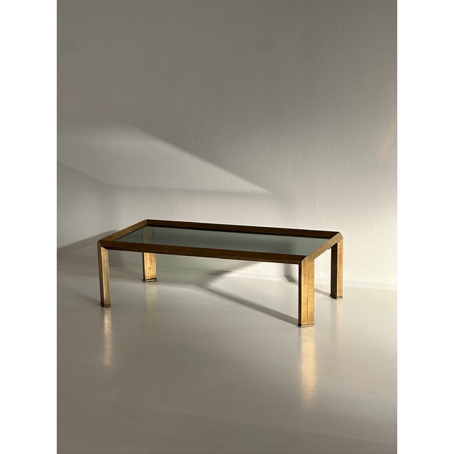 Coffee Table in Crystal and Brass, 1970s, in Very Good conditions. Designed 1970 to 1979