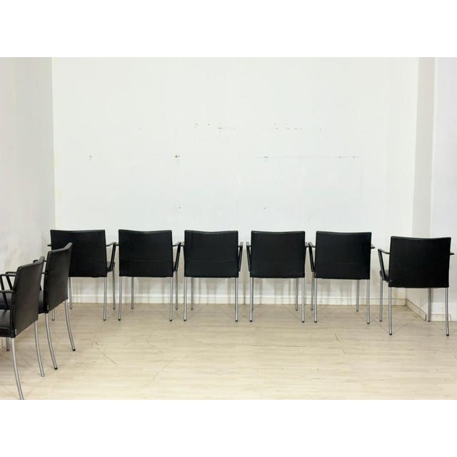 Conference Chairs in Black Leather, Set of 8 For Sale - Image 11 of 18