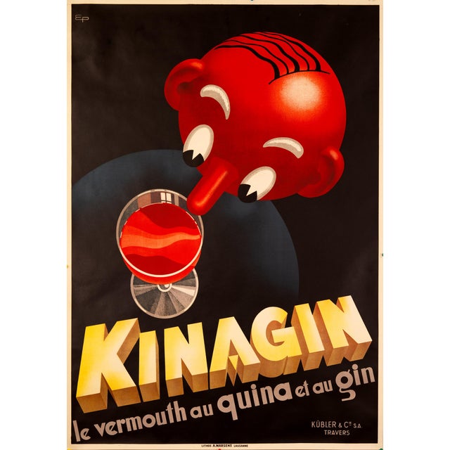 Art Deco Kinagin Vermouth — Eugène Patkévitch — Circa 1941 - French Vermouth For Sale - Image 3 of 3