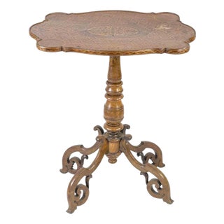 19th Century Maple Coffee Table with Walnut Inlays, Italy For Sale