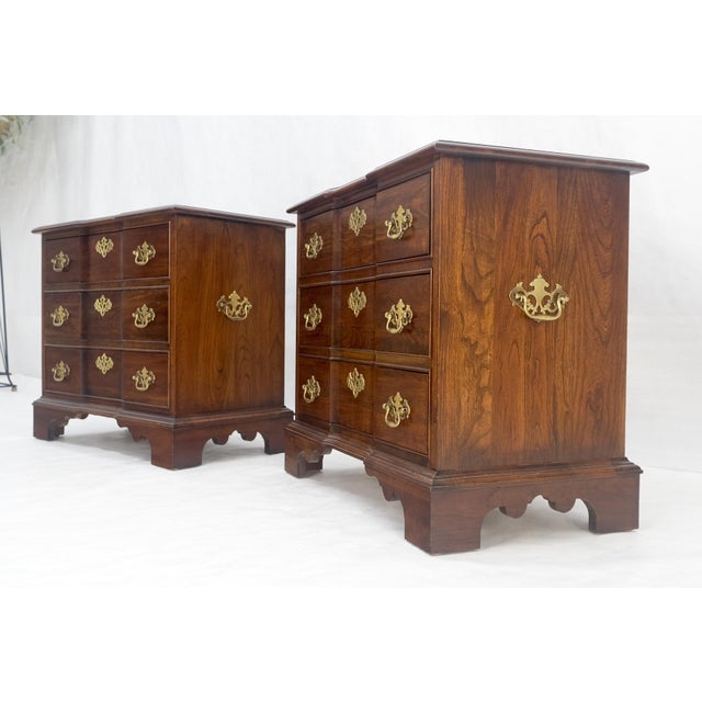 Pair of Solid Cherry 3 Drawers Block Front Nightstands End Tables Stands MIINT For Sale - Image 16 of 18