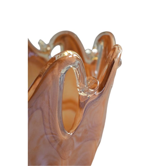 Murano Murano Amber Glass Decorative Bowl For Sale - Image 4 of 9