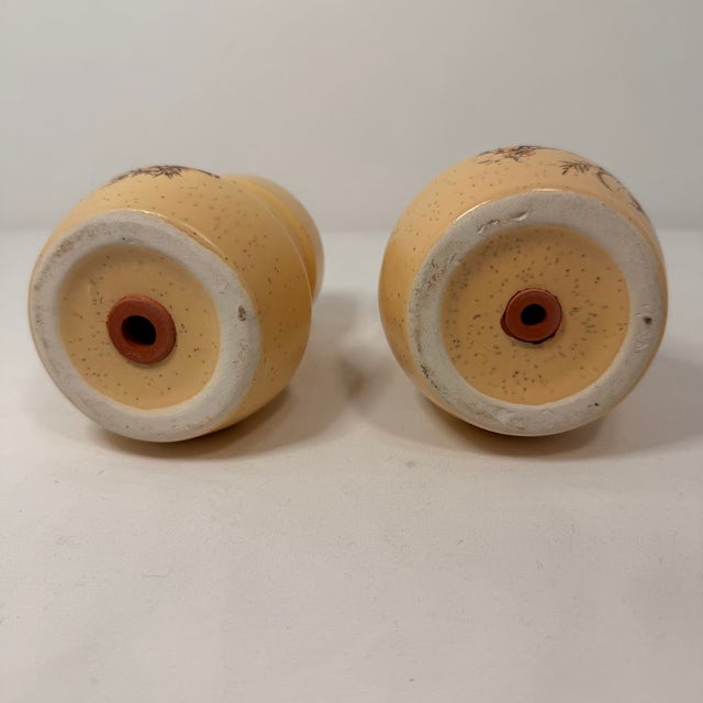 Ceramic Vintage Mid-Century Modern Butterfly Ceramic Salt and Pepper Shakers Set Floral Yellow Cottage For Sale - Image 7 of 10