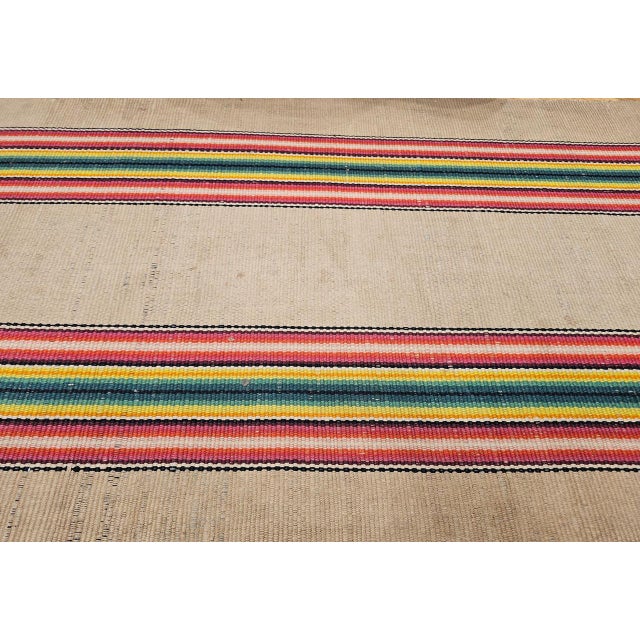 Textile Vintage American Rag Runner, Handwoven Wool & Cotton, Stripe Pattern, 3x16 For Sale - Image 7 of 10