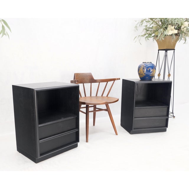 Black Gibbings for Widdicomb Ebonized Black Lacquer Night Stands End Tables - A Pair For Sale - Image 8 of 12