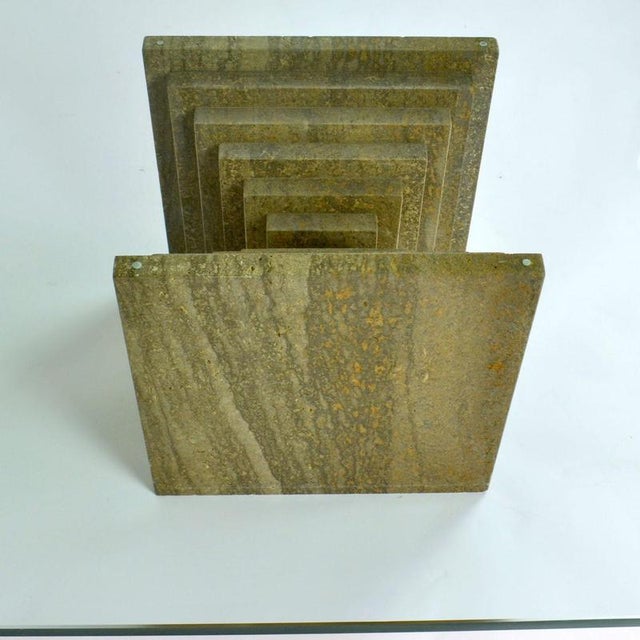 Square Marble Base Coffee Table with Glass Top attributed to Carlo Scarpa, 1960s For Sale - Image 18 of 18