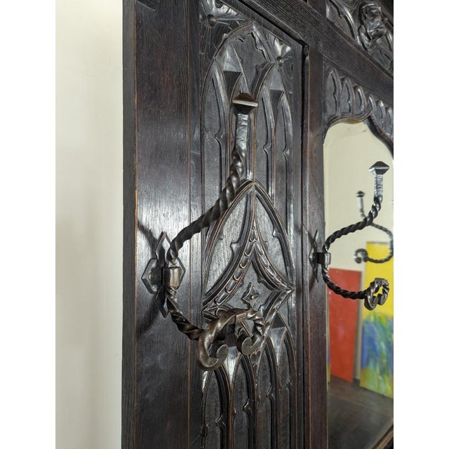 Gothic Style Oak Coat Rack For Sale - Image 4 of 13