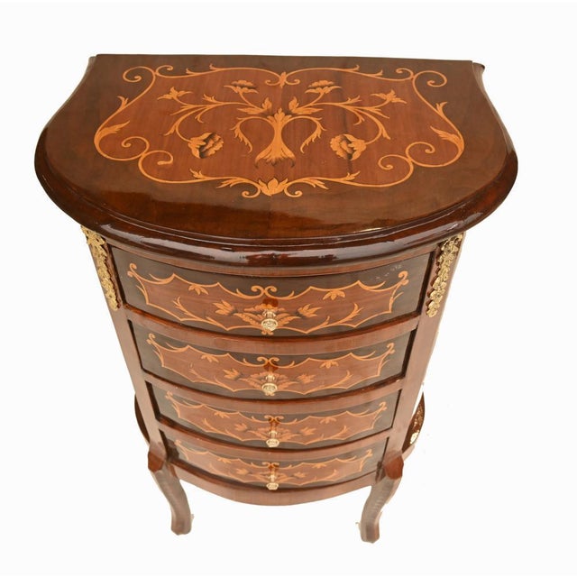 Metal French Louis XV Revival Inlaid Nightstands, Set of 2 For Sale - Image 7 of 10