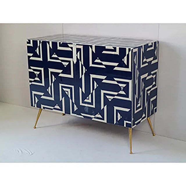 Blue Sideboard with Two Glass Doors, 1980s For Sale - Image 8 of 8