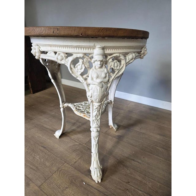 White Victorian Britannia Pub Tables in Cast Iron with Oak Tops, Set of 2 For Sale - Image 8 of 11