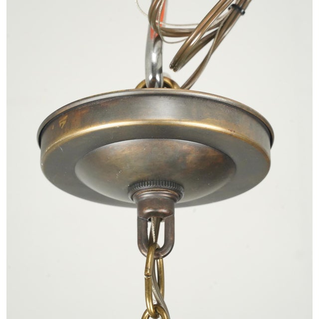 Mid 20th Century Arts & Crafts Green Slag Glass Hexagonal Pendant Light For Sale - Image 6 of 7