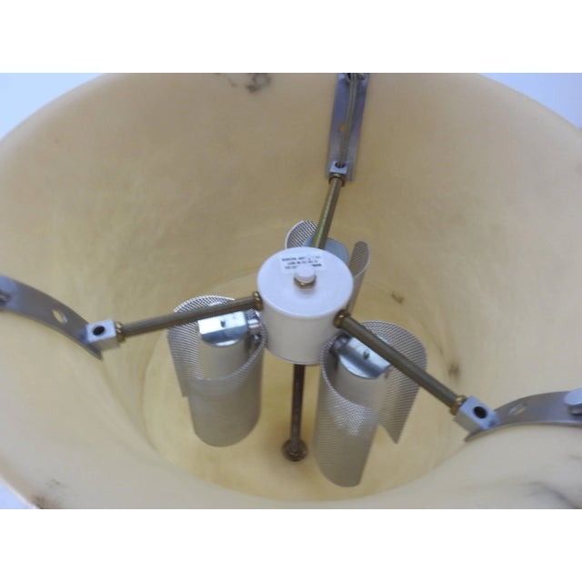 Metal Genuine Alabaster Pendant Light Fixture by Chapman For Sale - Image 7 of 9