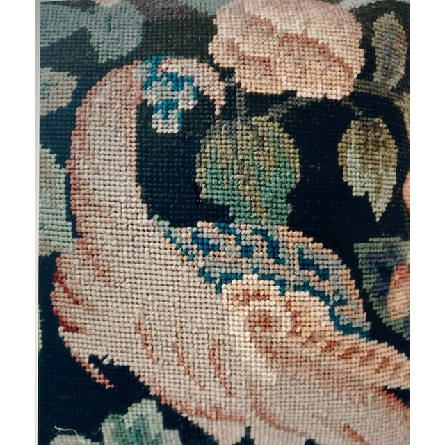 French Style Verdure Petit Point Pillow W/Bird 15" H For Sale - Image 4 of 5