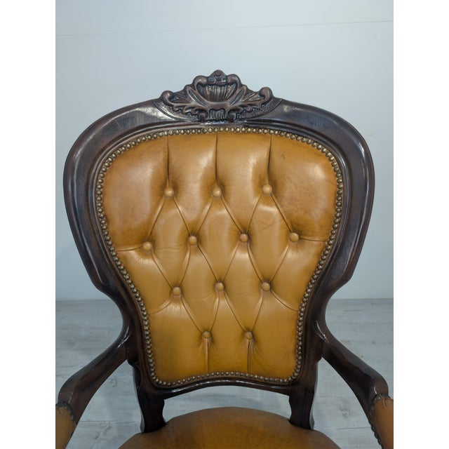 Vintage Chippendale Armchair in Leather, 1975 For Sale - Image 13 of 15