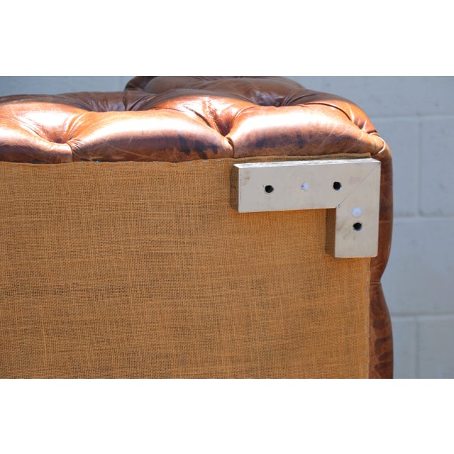 Vintage Tufted Brown Distressed Leather For Sale - Image 17 of 18
