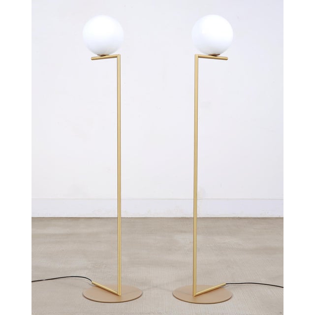Michael Anastassiades for Flos Brass Globe Ic Floor Lamps - a Pair For Sale - Image 12 of 18