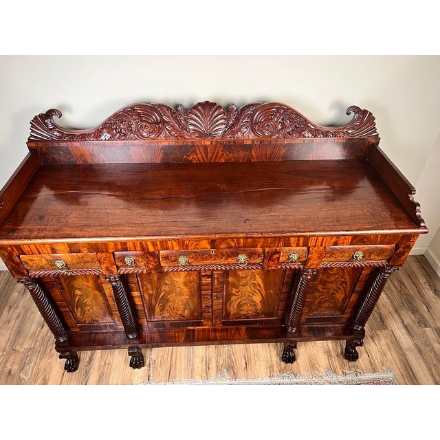 Traditional Antique American Empire Mahogany With Rosewood Edge Banding Sideboard Probably Philadelphia C. 1840 For Sale - Image 3 of 9