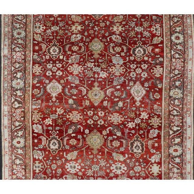 Traditional Mid 20th Century Vintage Persian Sultanabad-Mahal With All-Over Sub-Geometric Floral Design 7'1 X 11'6 For Sale - Image 3 of 13