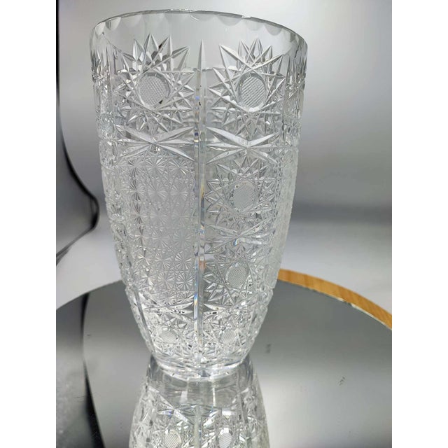 Crystal vase, Julia glassworks, Polish, vintage 50s-70s, dimensions: height 23.3 cm, diameter 14.5 cm.