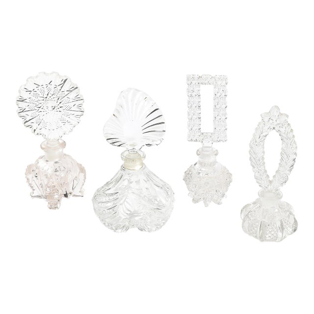 Set of Four Assorted Art Deco Pressed Glass Perfume Holders For Sale