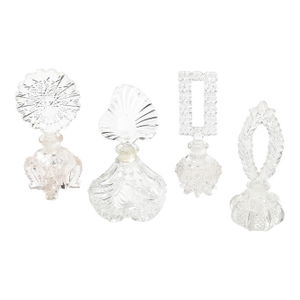 Set of Four Assorted Art Deco Pressed Glass Perfume Holders