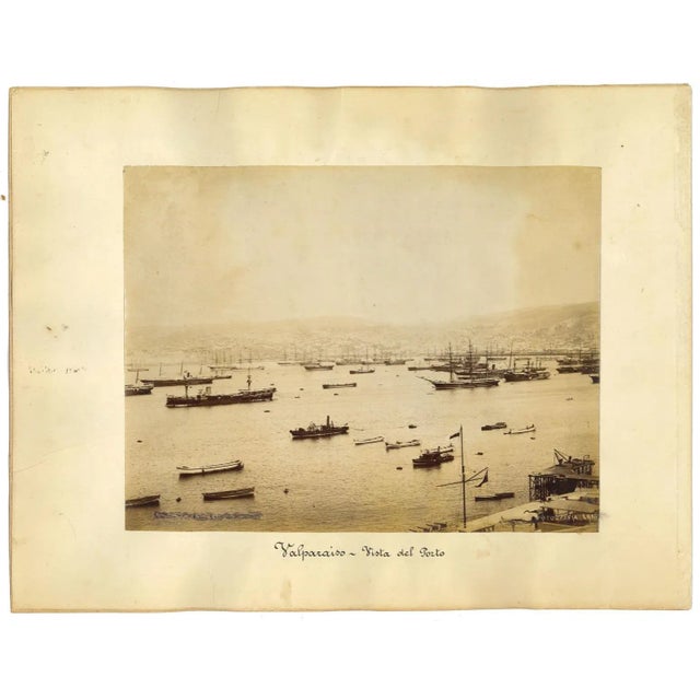 Ancient View or Vaparaiso, Chile, is an original albumen print made 1880s. Print in excellent condition, applied on a...