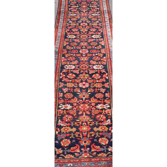 Textile Antique Malayer Runner With Sub-Geometric All-Over Herati Design in Multicolors For Sale - Image 7 of 13