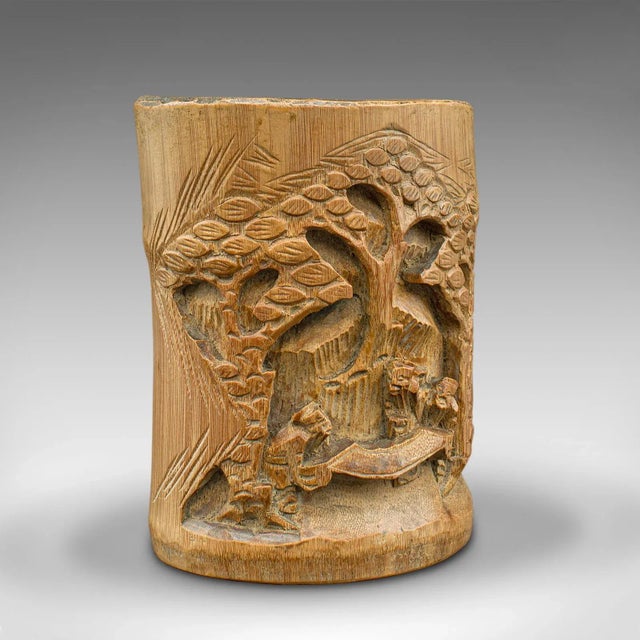 1930s Pair of Vintage Chinese Bamboo Brush Pots For Sale - Image 10 of 13