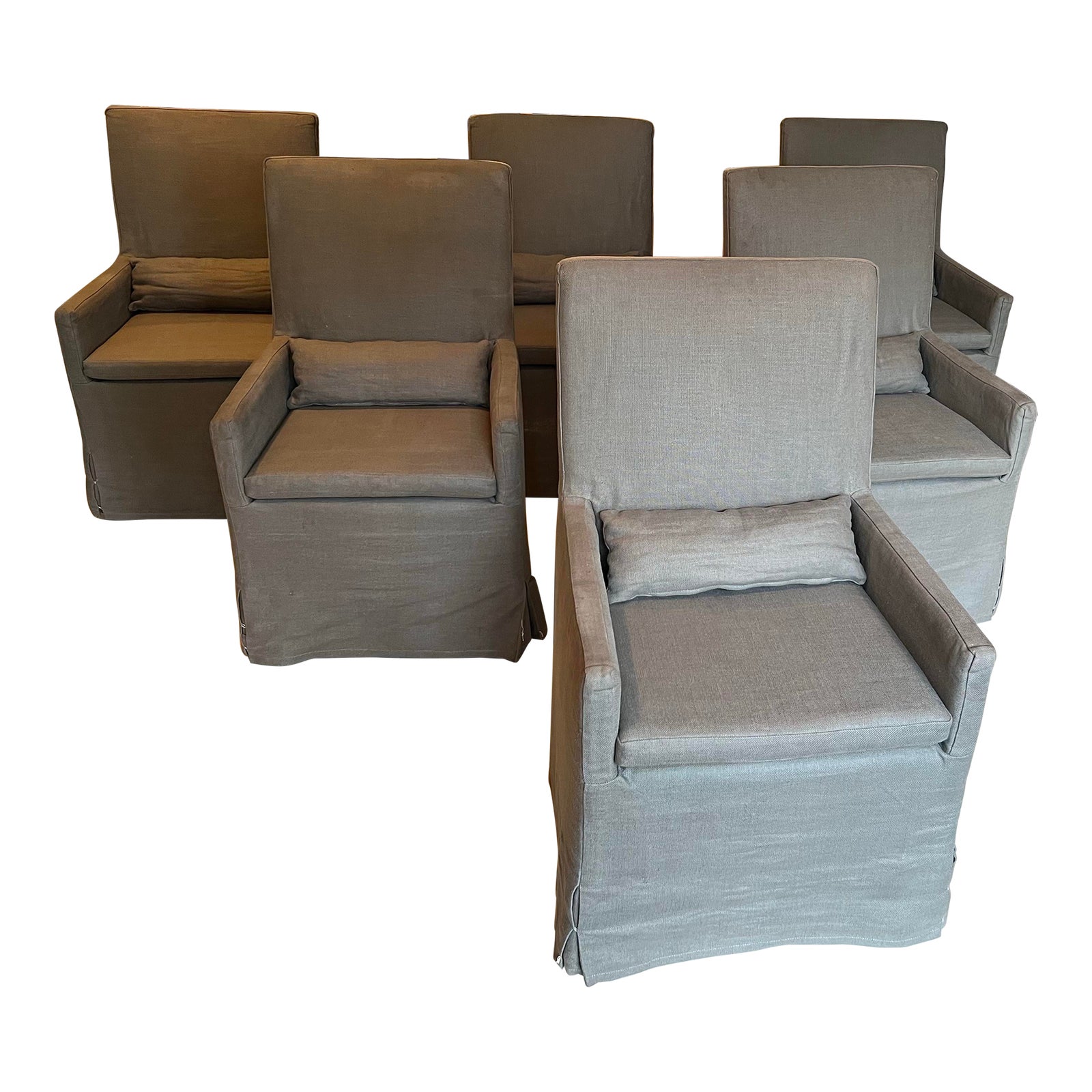 Restoration Hardware Belgian Slipcovered Dining Chairs - Set of 6 ...