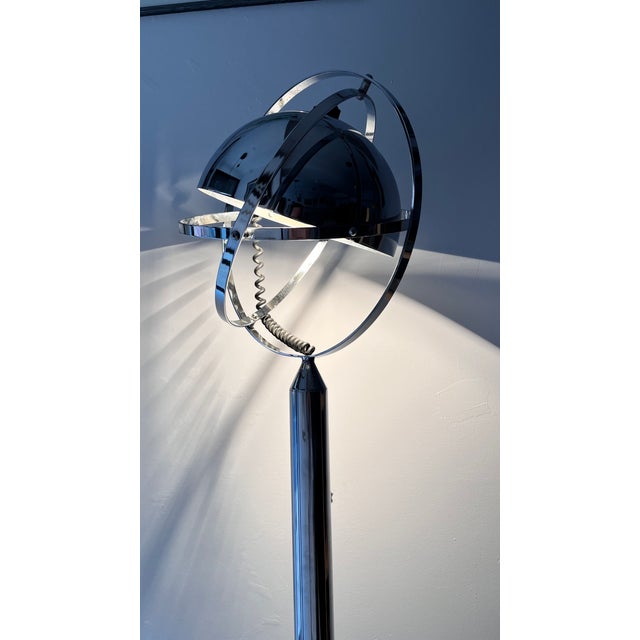 Silver Vintage Space age Chrome Floor Lamp by Peter Bliss, 1980s For Sale - Image 8 of 11