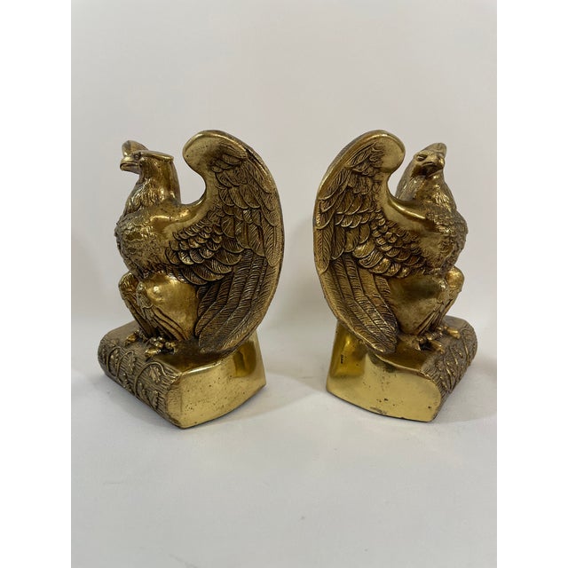 Mid-Century Modern Mid 20th Century Brass Federal Style Eagle Bookends - A Pair For Sale - Image 3 of 18