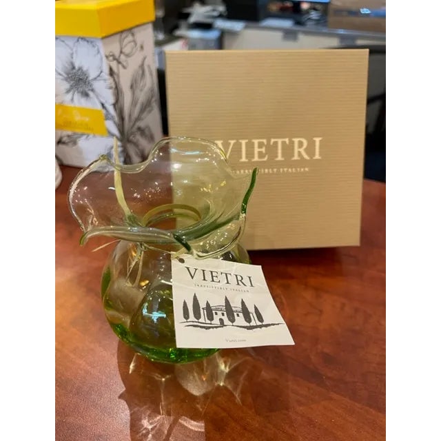 Light Green Hibiscus Glass Vase For Sale In Chicago - Image 6 of 7