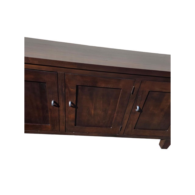 Wood Vintage Ethan Allen Horizons Buffet Sideboard Dark Walnut Buffet Console Cabinet For Sale - Image 7 of 18