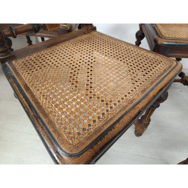Antique Cane Chairs in Walnut, Set of 9 For Sale - Image 16 of 18
