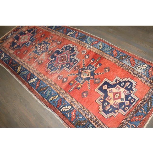Traditional Early 20th Century Traditional Persian Worn Rug - 3'7" x 8' For Sale - Image 3 of 8