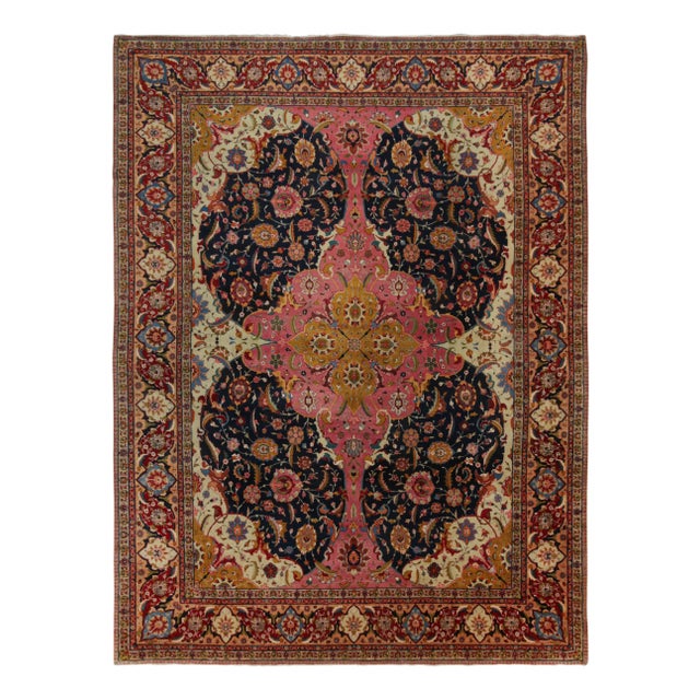 Pink 1920s Antique Tabriz Persian Bellini Rug in Pink, Blue & Gold Florals From Rug & Kilim For Sale - Image 8 of 8