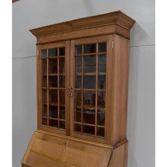 1940s Vintage English Solid Blond Oak Wall Unit For Sale - Image 5 of 18