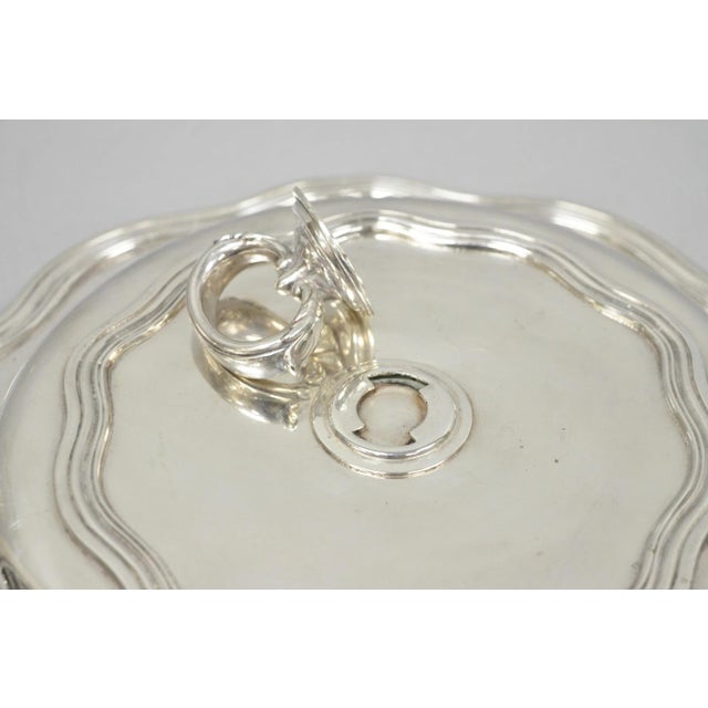 Vintage Sheffield Round Scalloped Silver Plated Covered Divided Serving Dish For Sale - Image 10 of 16
