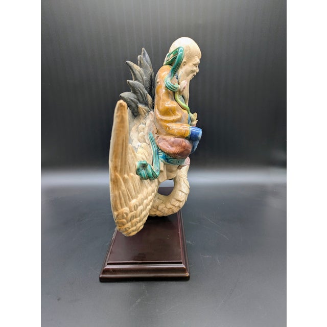 Late 19th Century Antique Chinese Glazed-Ceramic Roof Tile: Shouxing (God of Longevity) For Sale - Image 5 of 13