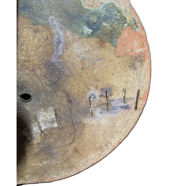 Green Antique Earthenware Storage Jar With Green Glaze and Staple Repair For Sale - Image 8 of 9