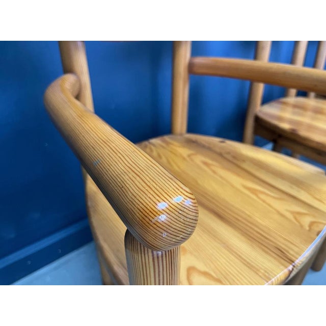 Vintage Pine Wood Dining Chairs, 1980s, Set of 8 For Sale - Image 4 of 11