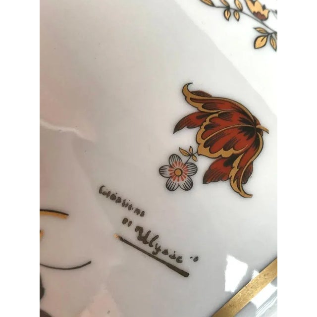 Vintage Gold Decor Porcelain Floral Pattern Vase by Ouragan Ulysse Paris, 1980s For Sale - Image 4 of 5