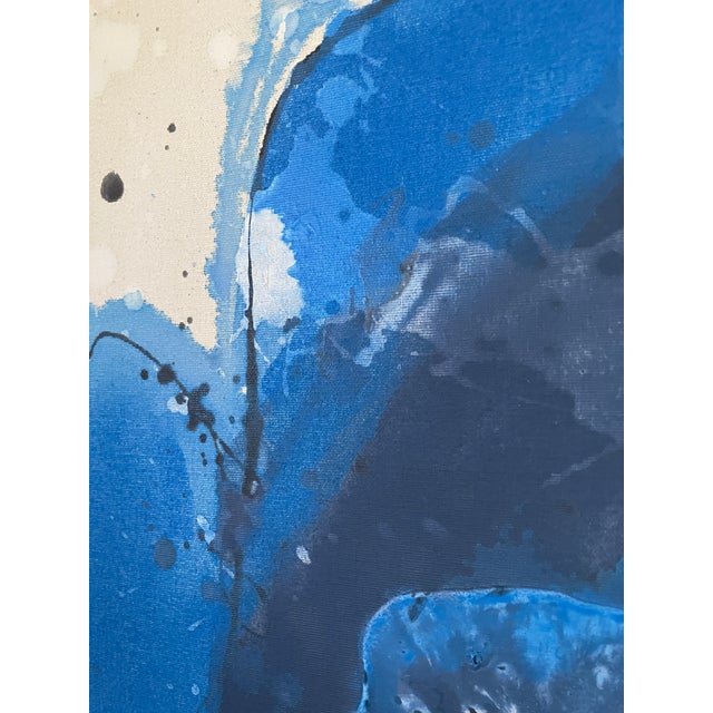 Cornflower Blue Abstract Blue Textured Wall Art For Sale - Image 8 of 9