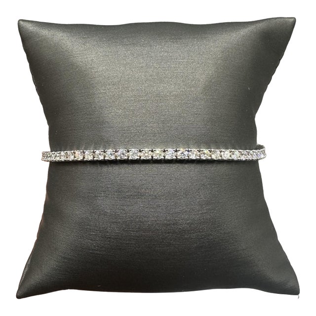 Natural Diamond Tennis Bracelet in 14kt White Gold – 3.43ctw, 7in, New For Sale