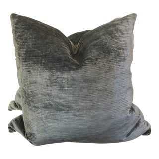 Steel Linen Velvet 22” Pillows-A Pair For Sale